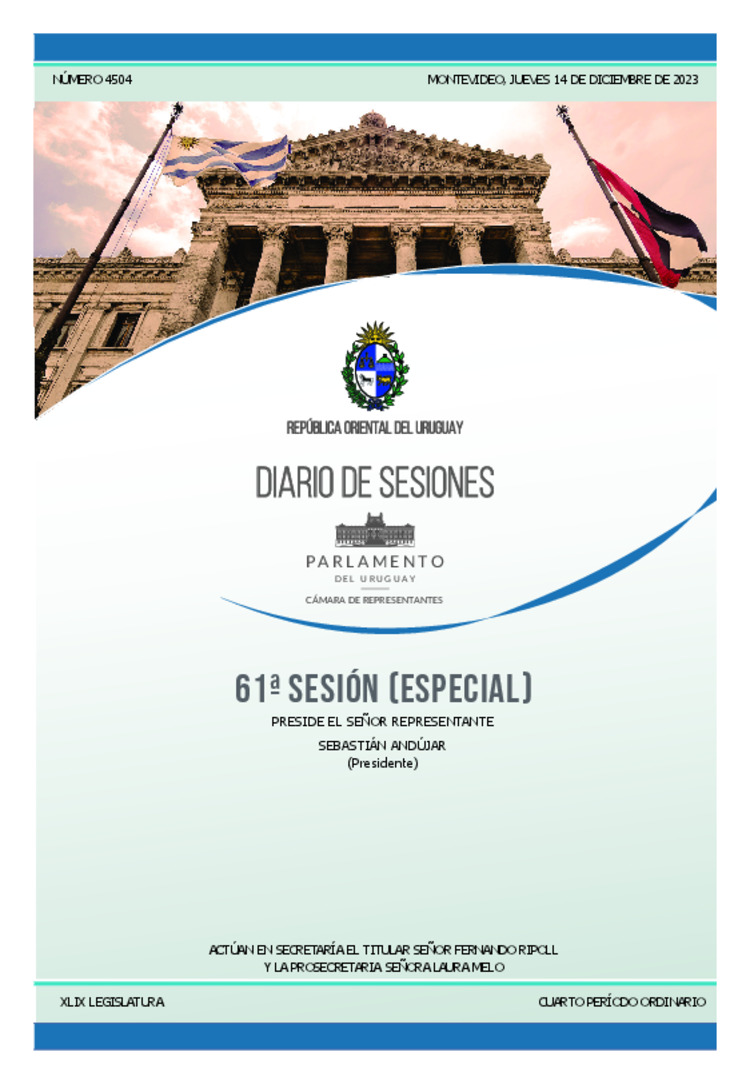 DIARIO DE SESIONES DE LA CAMARA DE REPRESENTANTES del 14/12/2023